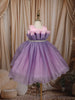 Dual Tone Purple and Pink Layered Design Textured Kids Party Wear Frock