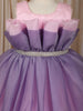 Dual Tone Purple and Pink Layered Design Textured Kids Party Wear Frock