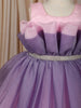 Dual Tone Purple and Pink Layered Design Textured Kids Party Wear Frock