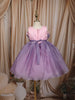 Dual Tone Purple and Pink Layered Design Textured Kids Party Wear Frock