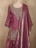 Dusky Rose Mauve Pink Sequins and Beads Embroidered Design Organza Lehenga with Dupatta