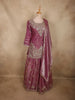 Dusky Rose Mauve Pink Sequins and Beads Embroidered Design Organza Lehenga with Dupatta