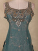 Dusky Teal Blue Heavy Sequins and Beads Embroidered Design Satin Fancy Wear Lehenga