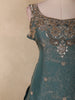Dusky Teal Blue Heavy Sequins and Beads Embroidered Design Satin Fancy Wear Lehenga