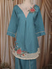 Dusty Aqua Blue Floral Thread embroidered Design Cotton Straight Cut Salwar Suit