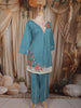 Dusty Aqua Blue Floral Thread embroidered Design Cotton Straight Cut Salwar Suit