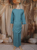 Dusty Aqua Blue Floral Thread embroidered Design Cotton Straight Cut Salwar Suit