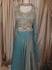 Dusty Aqua Blue Floral Zari Embroidered Design Organza Lehenga with Choker Dupatta