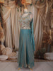Dusty Aqua Blue Floral Zari Embroidered Design Organza Lehenga with Choker Dupatta