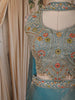 Dusty Aqua Blue Floral Zari Embroidered Design Organza Lehenga with Choker Dupatta