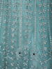 Dusty Aqua Teal Blue Floral Thread and Mirror Embroidered Design Net Anarkali Gown with Dupatta