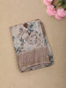 Dusty Beige Floral Printed Design Linen Cotton Casual Wear Saree with Zari Border