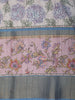 Dusty Blue Abstract Printed Des Semi Tussar Saree