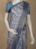 Dusty Blue Abstract Printed Des Semi Tussar Saree