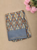 Dusty Blue Abstract Printed Design Linen Cotton Casual Wear Saree with sequins Border