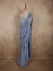Dusty Blue Beads Embroidered Design Georgette Ready To Wear Saree with Designer Blouse
