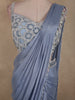Dusty Blue Beads Embroidered Design Georgette Ready To Wear Saree with Designer Blouse