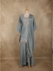Dusty Blue Floral Beads Embroidered Design Georgette Palazzo Suit with Dupatta