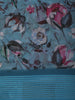 Dusty Blue Floral Printed Chiffon Saree with Self Woven Border