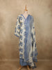 Dusty Blue Floral Printed Design Cotton Salwar Suit with Dupatta