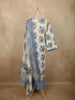Dusty Blue Floral Printed Design Cotton Salwar Suit with Dupatta