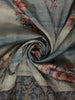 Dusty Blue Floral Printed Design Pure Tussar Saree with Thread Work Border