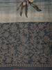 Dusty Blue Floral Printed Design Pure Tussar Saree with Thread Work Border
