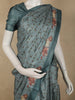 Dusty Blue Floral Printed Design Semi Tussar Fancy Saree with Floral Border
