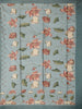 Dusty Blue Floral Printed Design Semi Tussar Fancy Saree with Floral Border