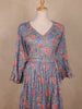 Dusty Blue Floral Printed Embroidered Georgette Kurti