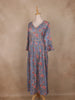 Dusty Blue Floral Printed Embroidered Georgette Kurti