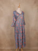 Dusty Blue Floral Printed Embroidered Georgette Kurti