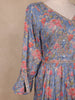 Dusty Blue Floral Printed Embroidered Georgette Kurti