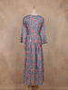 Dusty Blue Floral Printed Embroidered Georgette Kurti