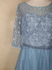 Dusty Blue Floral Sequin Embellished Net Designer Gown