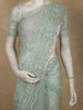 Dusty Blue Floral Sequins and Beads Embroidered Design Net Designer Saree with Scalloped Border