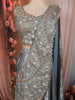 Dusty Blue Floral Sequins and Beads Embroidered Design Textured Lehenga With Attached Dupatta