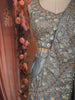 Dusty Blue Floral Sequins and Beads Embroidered Design Textured Lehenga With Attached Dupatta