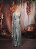 Dusty Blue Floral Sequins and Beads Embroidered Design Textured Lehenga With Attached Dupatta