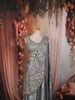 Dusty Blue Floral Sequins and Beads Embroidered Design Textured Lehenga With Attached Dupatta