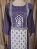 Dusty Blue Floral Thread Embroidered Design Cotton Straight Cut Salwar Suit with Dupatta