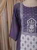 Dusty Blue Floral Thread Embroidered Design Cotton Straight Cut Salwar Suit with Dupatta