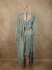 Dusty Blue Floral Thread and Sequins Embroidered Design Organza Mastani Palazzo Suit