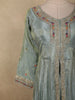 Dusty Blue Floral Thread and Sequins Embroidered Design Organza Mastani Palazzo Suit