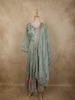 Dusty Blue Floral Thread and Sequins Embroidered Design Organza Mastani Palazzo Suit