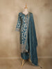 Dusty Blue Floral Zari Woven Design Banarasi Silk Anarkali Salwar Suit