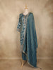 Dusty Blue Floral Zari Woven Design Banarasi Silk Anarkali Salwar Suit