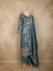 Dusty Blue Floral Zari Woven Design Banarasi Silk Anarkali Salwar Suit