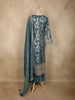 Dusty Blue Floral Zari Woven Design Banarasi Silk Anarkali Salwar Suit