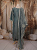 Dusty Blue Paisley Sequins and Zari Embroidered Design Tissue Silk Straight Cut Salwar Suit with Matching Dupatta